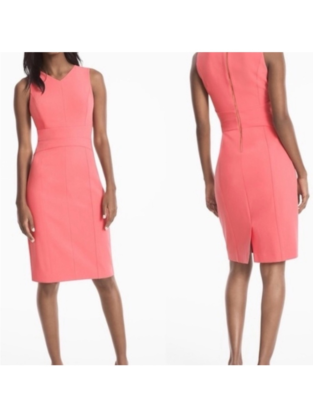 Sleeveless Coral Sheath Dress